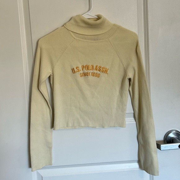 US POLO ASSN | Vintage Yellow Ribbed Turtle Neck Long Sleeve Size Medium - Picture 1 of 4